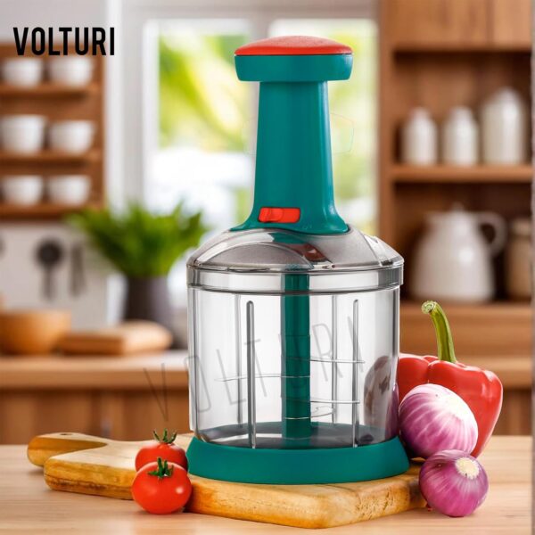 VOLTURI Chopper for Kitchen Use, Push Chopper with 3 Blades, Vegetable Chopper Kitchen Accessories Items for Home Cutting Vegetables, Onion, Ginger, Garlic, Salad, Tomato,...