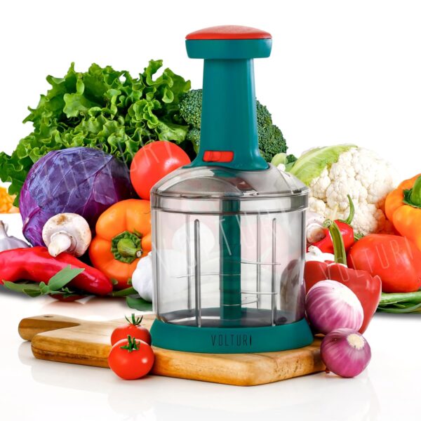 VOLTURI Chopper for Kitchen Use, Push Chopper with 3 Blades, Vegetable Chopper Kitchen Accessories Items for Home Cutting Vegetables, Onion, Ginger, Garlic, Salad, Tomato,...