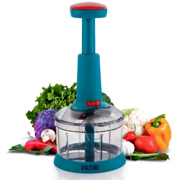 VOLTURI Chopper for Kitchen Use, Push Chopper with 3 Blades, Vegetable Chopper Kitchen Accessories Items for Home Cutting Vegetables, Onion, Ginger, Garlic, Salad, Tomato,...
