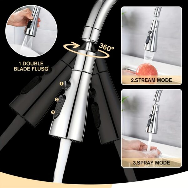 Wazdorf Flexible Tap Extender for Kitchen Sink – 360° Rotating Faucet Attachment, Splash-Proof, Water-Saving, Easy Installation, Universal Fit Nozzle for Washing, Cleaning &...