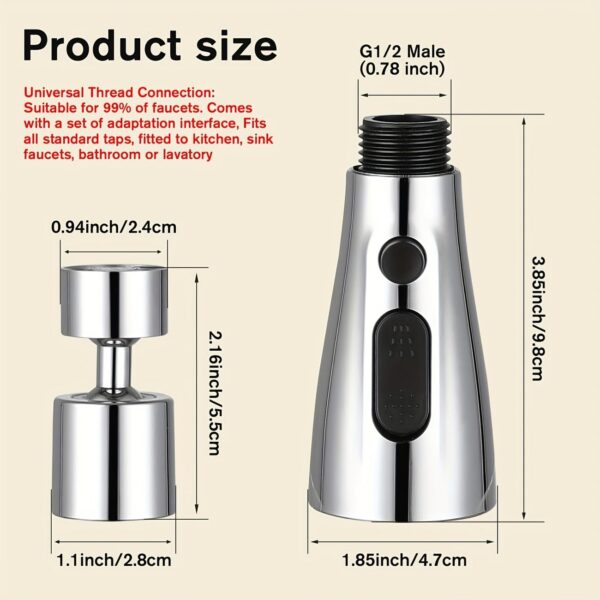 Wazdorf Flexible Tap Extender for Kitchen Sink – 360° Rotating Faucet Attachment, Splash-Proof, Water-Saving, Easy Installation, Universal Fit Nozzle for Washing, Cleaning &...