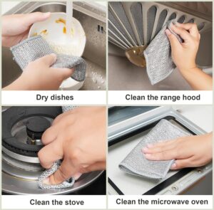 Wazdorf Non-Scratch Dish Wash Cloth, Steel Wire Dish Cloth, Wire Dishwashing Rags Stainless Steel Scrubber Non-Scratch Wire Dishcloth for Washing Dishes Sinks Counters (10 Pcs)