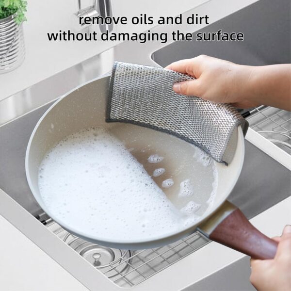 Wazdorf Non-Scratch Dish Wash Cloth, Steel Wire Dish Cloth, Wire Dishwashing Rags Stainless Steel Scrubber Non-Scratch Wire Dishcloth for Washing Dishes Sinks Counters (10 Pcs)