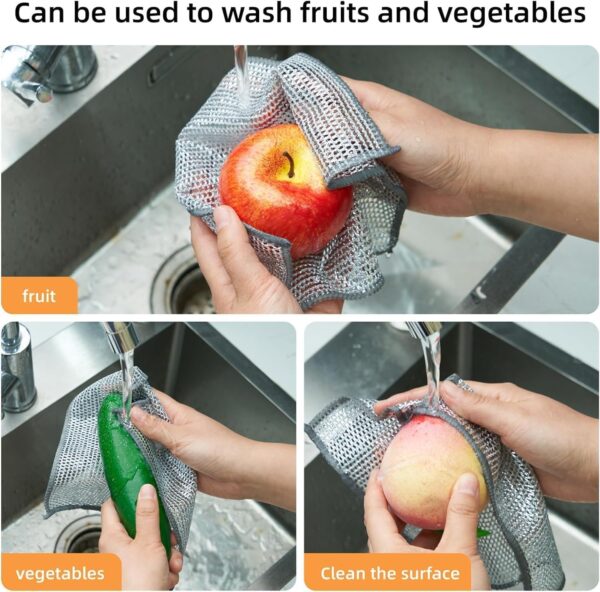Wazdorf Non-Scratch Dish Wash Cloth, Steel Wire Dish Cloth, Wire Dishwashing Rags Stainless Steel Scrubber Non-Scratch Wire Dishcloth for Washing Dishes Sinks Counters (10 Pcs)