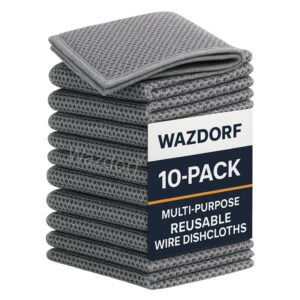 Wazdorf Non-Scratch Dish Wash Cloth, Steel Wire Dish Cloth, Wire Dishwashing Rags Stainless Steel Scrubber Non-Scratch Wire Dishcloth for Washing Dishes Sinks Counters (10 Pcs)