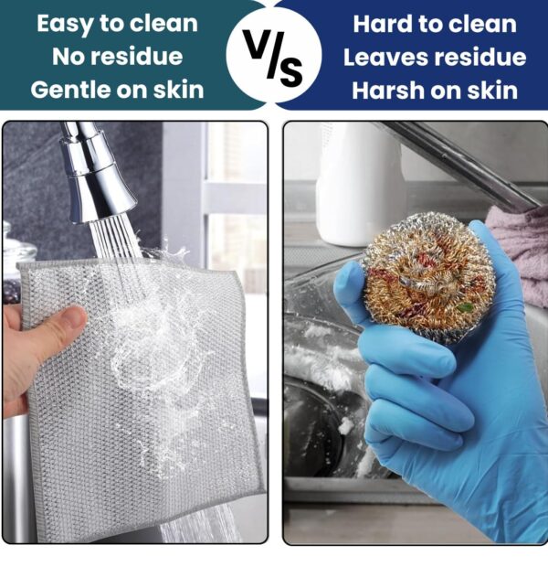 Wazdorf Non-Scratch Dish Wash Cloth, Steel Wire Dish Cloth, Wire Dishwashing Rags Stainless Steel Scrubber Non-Scratch Wire Dishcloth for Washing Dishes Sinks Counters (10 Pcs)