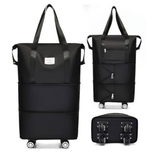 Wazdorf Travel Duffle Bag with Wheels- Foldable, Expandable, Extendable Trolley with 4 Detachable 360° Wheel, Waterproof Luggage for Men & Women, Convertible Carry-On with Strap...