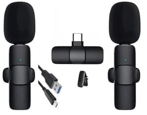 Wireless Microphone* for Youtubers, Vlogging, Singing with Noise Cancelling, Karaoke Mic, Camera & Phone Recording, Portable Clip-On, Collar/Lavalier Design & Bluetooth Condenser