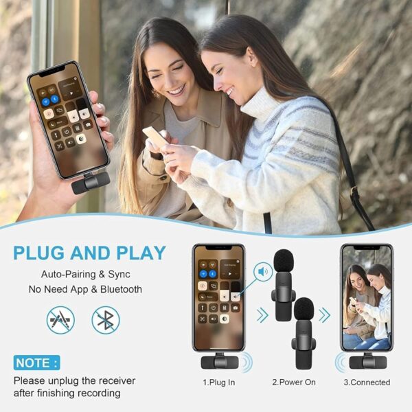 Wireless Microphone* for Youtubers, Vlogging, Singing with Noise Cancelling, Karaoke Mic, Camera & Phone Recording, Portable Clip-On, Collar/Lavalier Design & Bluetooth Condenser