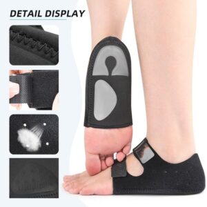 XENOTY Silicone Gel Heel Protectors Velcro Heel Pad for Pain Relief, Plantar Fasciitis, Arch Support for Flat Feet For Men and Women (Black)