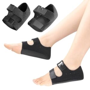 XENOTY Silicone Gel Heel Protectors Velcro Heel Pad for Pain Relief, Plantar Fasciitis, Arch Support for Flat Feet For Men and Women (Black)
