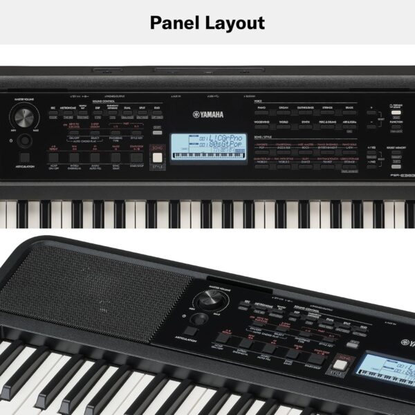 YAMAHA PSR-E383 Portable Keyboard 61 Keys (Adaptor Included), Black
