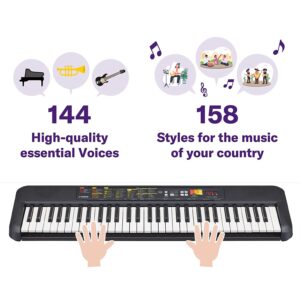 Yamaha PSR-F52 Digital Keyboard 61 Keys With Adapter & Blueberry Black Cover Bag
