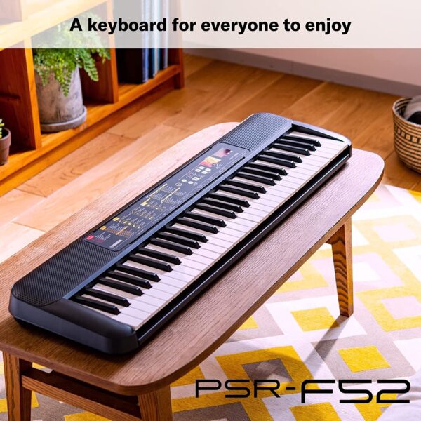 Yamaha PSR-F52 Digital Keyboard 61 Keys With Adapter & Blueberry Black Cover Bag