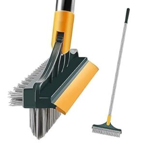 YETI 3-in-1 Bathroom Cleaning Brush with Wiper - Bathroom Cleaning Brush Long Handle 180° Rotate Toilet Brush Bathroom Tiles Cleaning, Wiper Floor Scrub for Kitchen Bathroom...
