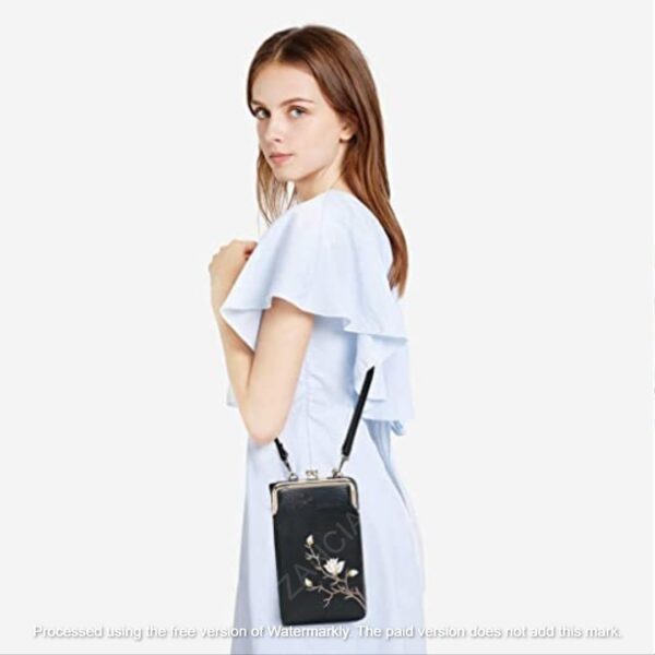 Zancia Fashion Mobile Phone Shoulder Women's Mobile Phone Case Mini Purse Crossbody Bag with Card Slot PU Shoulder Bag. Grey
