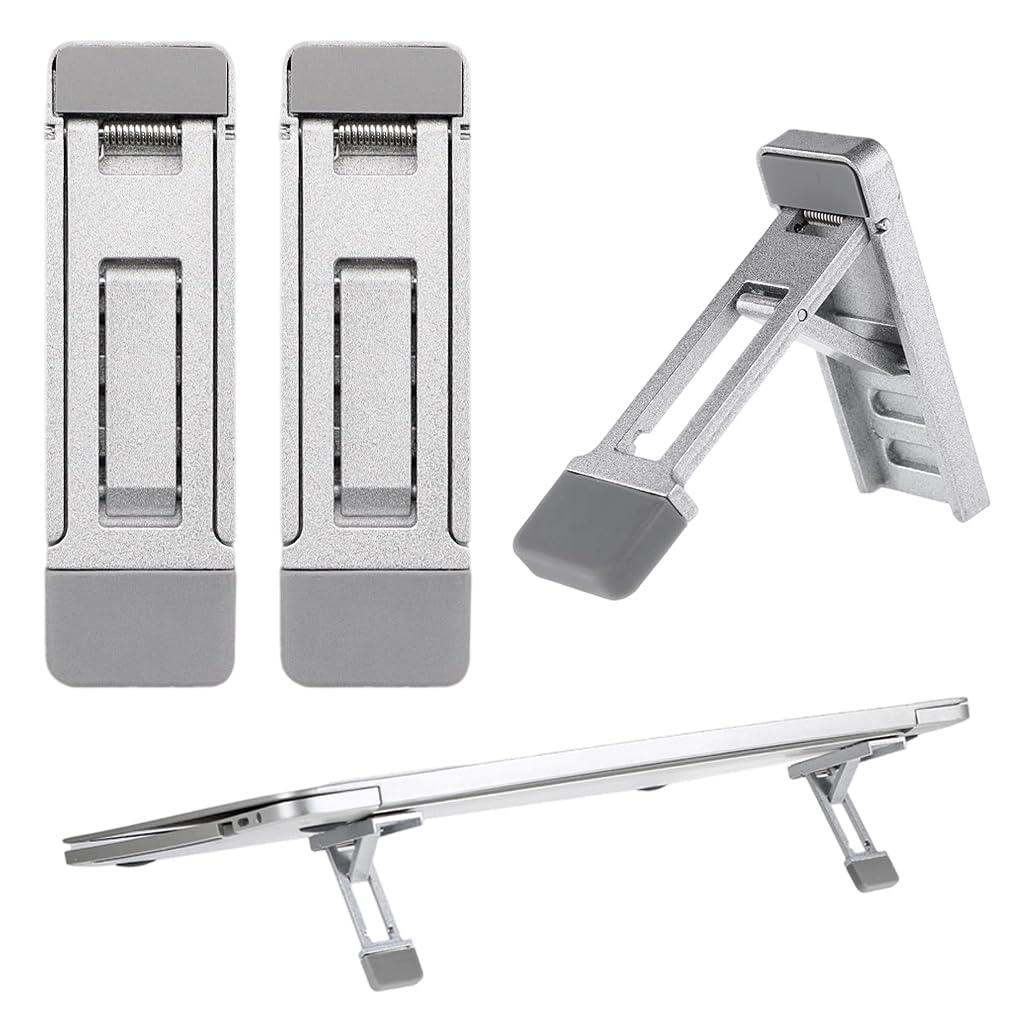 ZORBES® 2PCS Mini Portable Laptop Stand for Desk, Portable Keyboard Riser Three Tilt Angle Adjustable Foldable Invisible Laptop Riser Self-Adhesive Computer Stand Feet for Most...