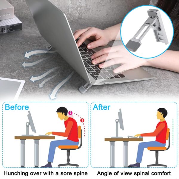 ZORBES® 2PCS Mini Portable Laptop Stand for Desk, Portable Keyboard Riser Three Tilt Angle Adjustable Foldable Invisible Laptop Riser Self-Adhesive Computer Stand Feet for Most...